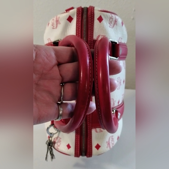 MCM Pink and White Boston Bag w/MCM Charms - Picture 8 of 12